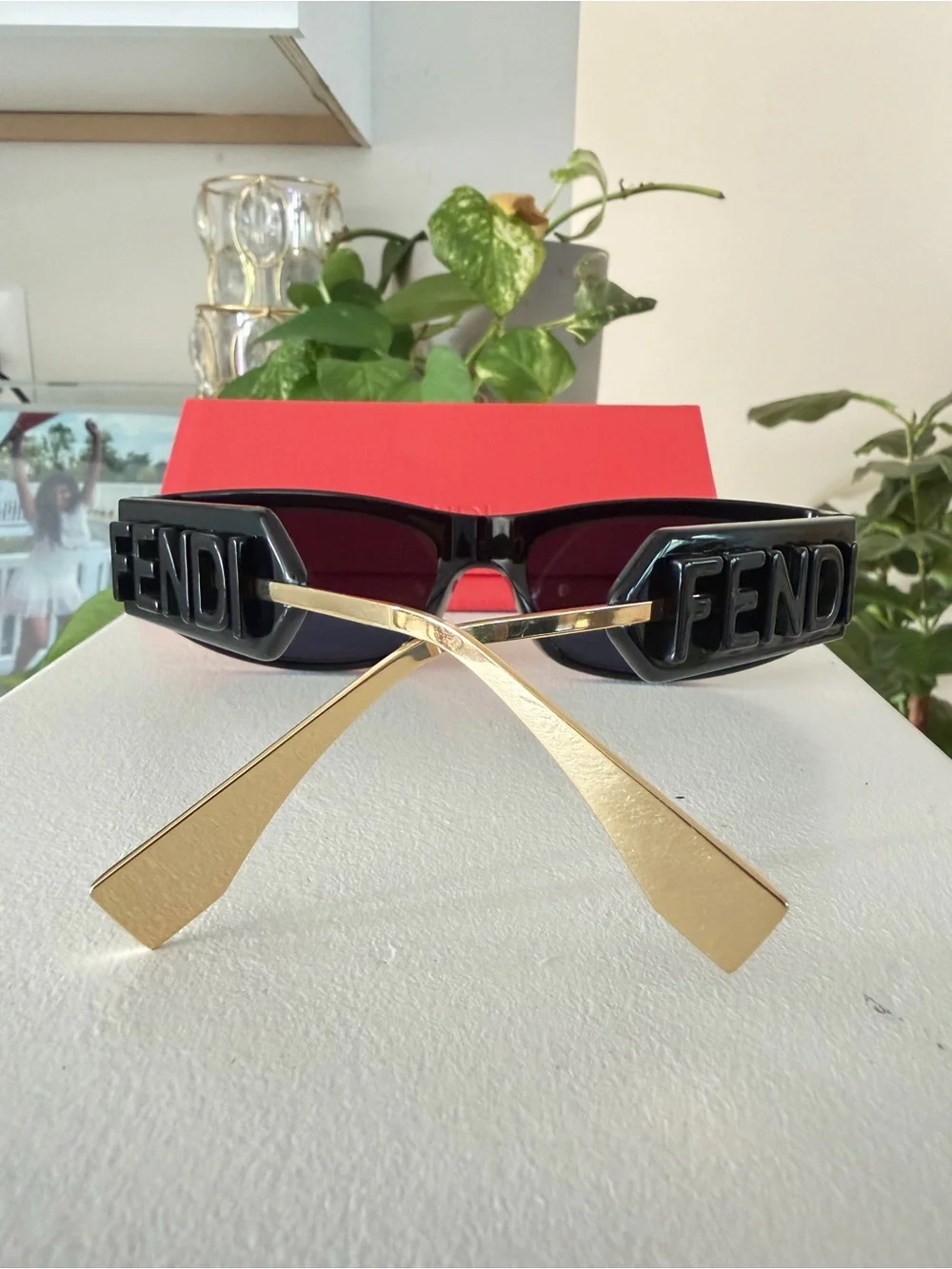 Fendi Black and Gold Logo Shield Sunglasses